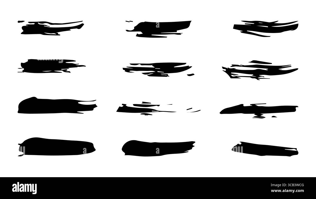 Brushes and elements for notes highlighting text. Vector illustration. Stock Vector