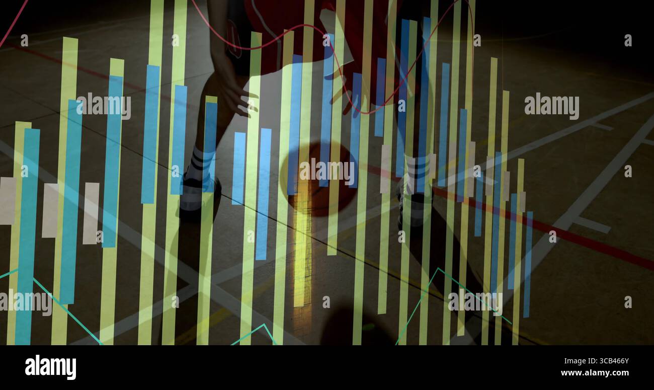 Basketball Bar Code Basketball player in red jersey dribbling basketball on court, with ...
