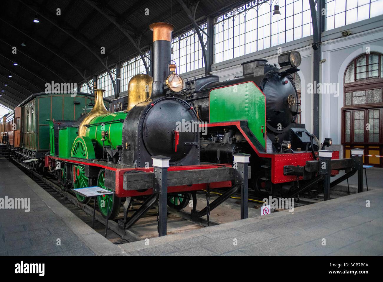 May 22, 2022, Madrid, Spain: Railway Museum, housed in a redundant railway station called Las Delicias, Madrid, Spain...Inaugurated in 1984 in the historic Delicias station, it is managed by the Spanish Railways Foundation. Since 2009 it is part of the Network of Museums of Spain, being attached to the Ministry of Public Works. In 1948, on the 100th anniversary of the first peninsular railway, the one from Barcelona to MatarÃ³, a commemorative exhibition was organized, which brought together various objects and locomotives, and interest began to be shown in the creation of a railway museum. In Stock Photo
