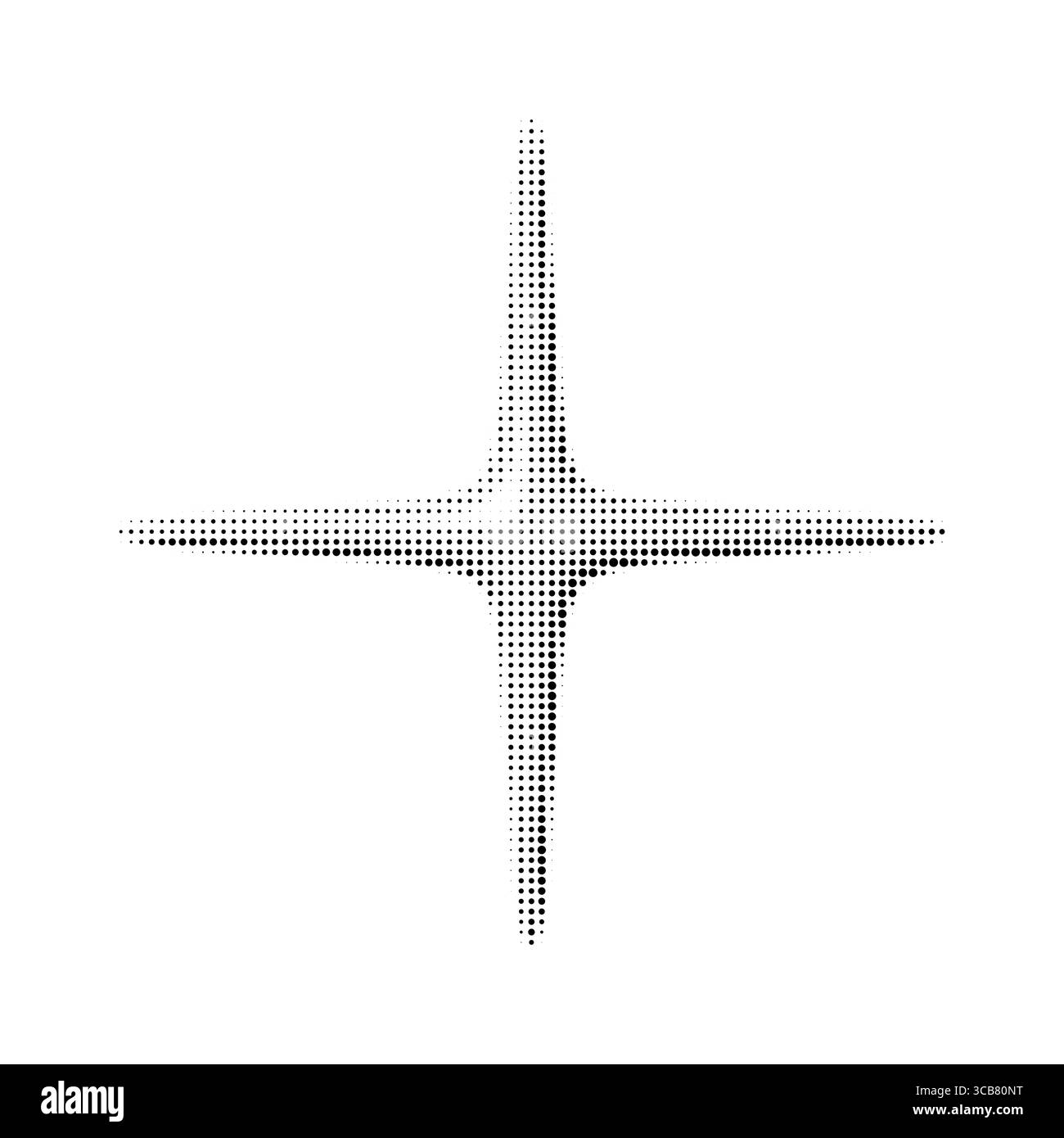 Four-point halftone sparkle star. Retro-style dotted vector shape with ...