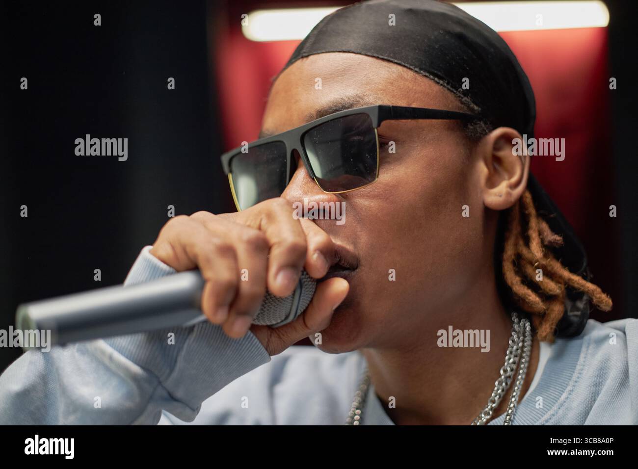 Ess The Rapper Manchester Young Black Man Performing Rap Song on Stage during Talent Competition ...