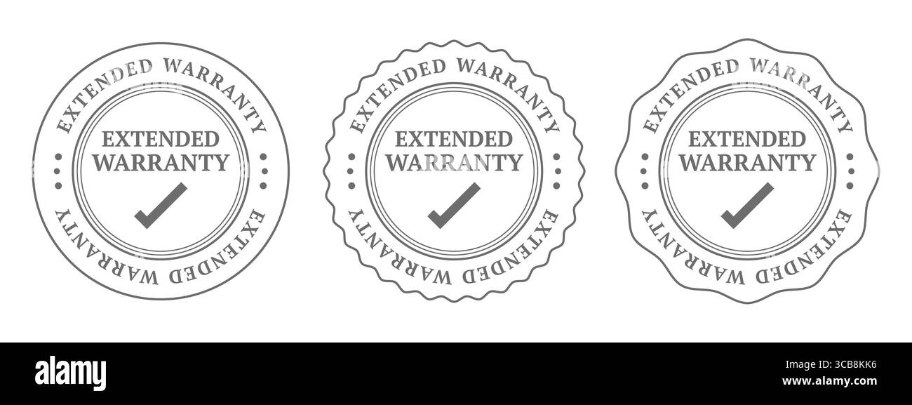 Extended Warranty Badge or Stamp Vector Set Stock Vector