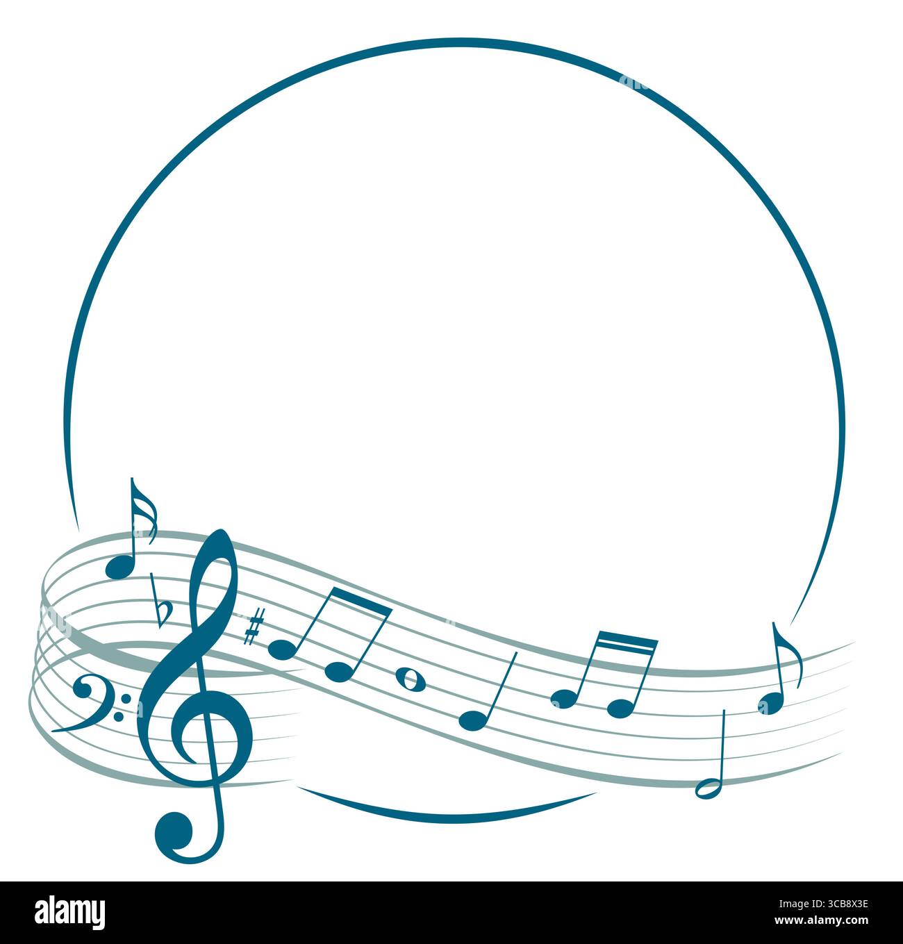 The stylized blue frame with music notes. Stock Vector