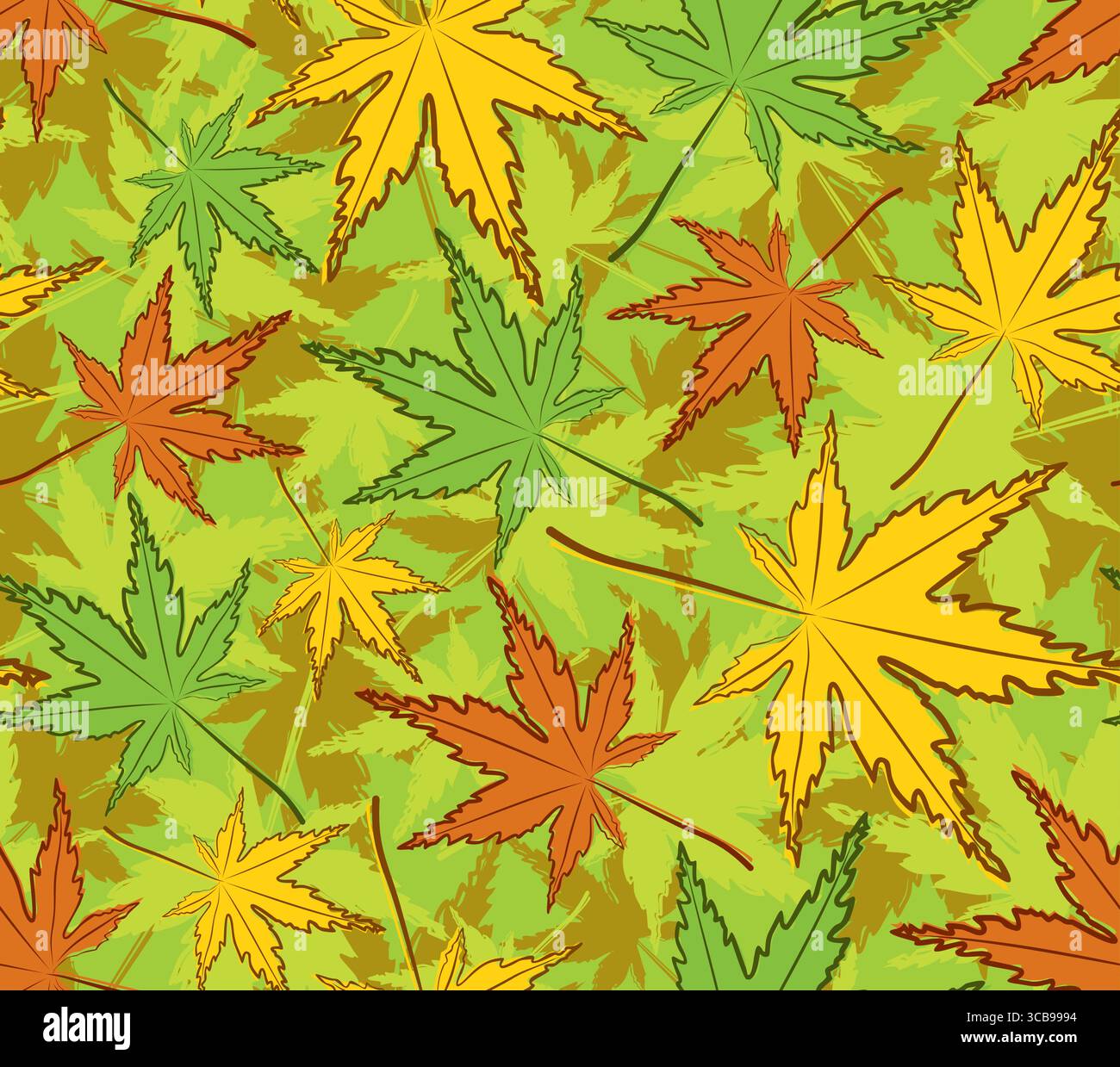 A seamless background with autumn maple leaves. Stock Vector