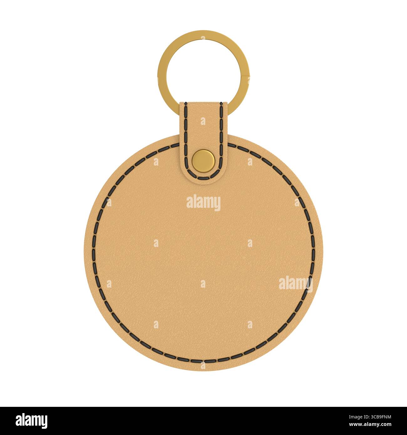 Leather keychain on white background. Isolated 3D illustration Stock Photo