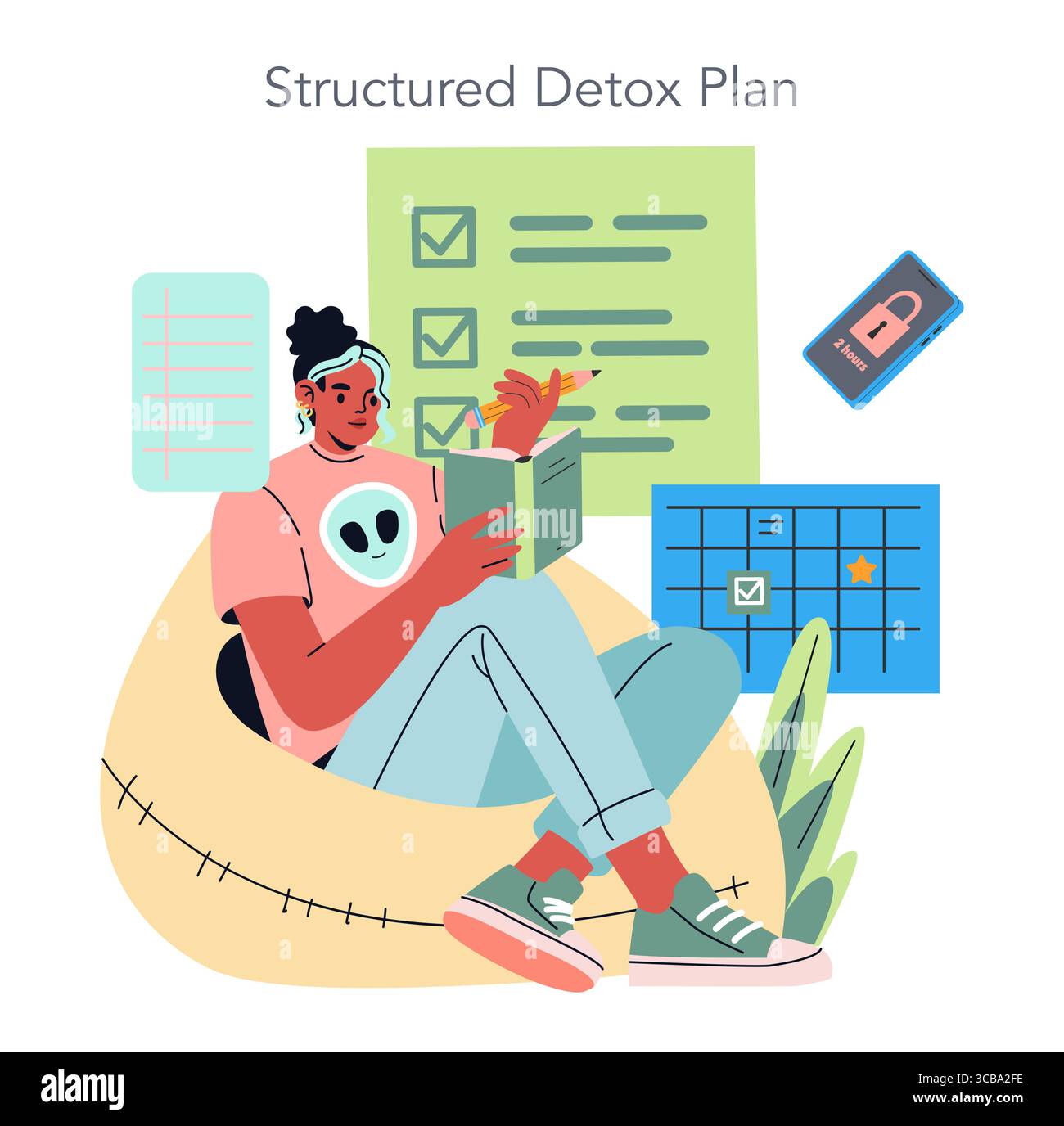 Photo inspiration: Embracing A Technology Detox Reference: Digital Detox Concept Woman Follows A Structured Digital Detox Plan