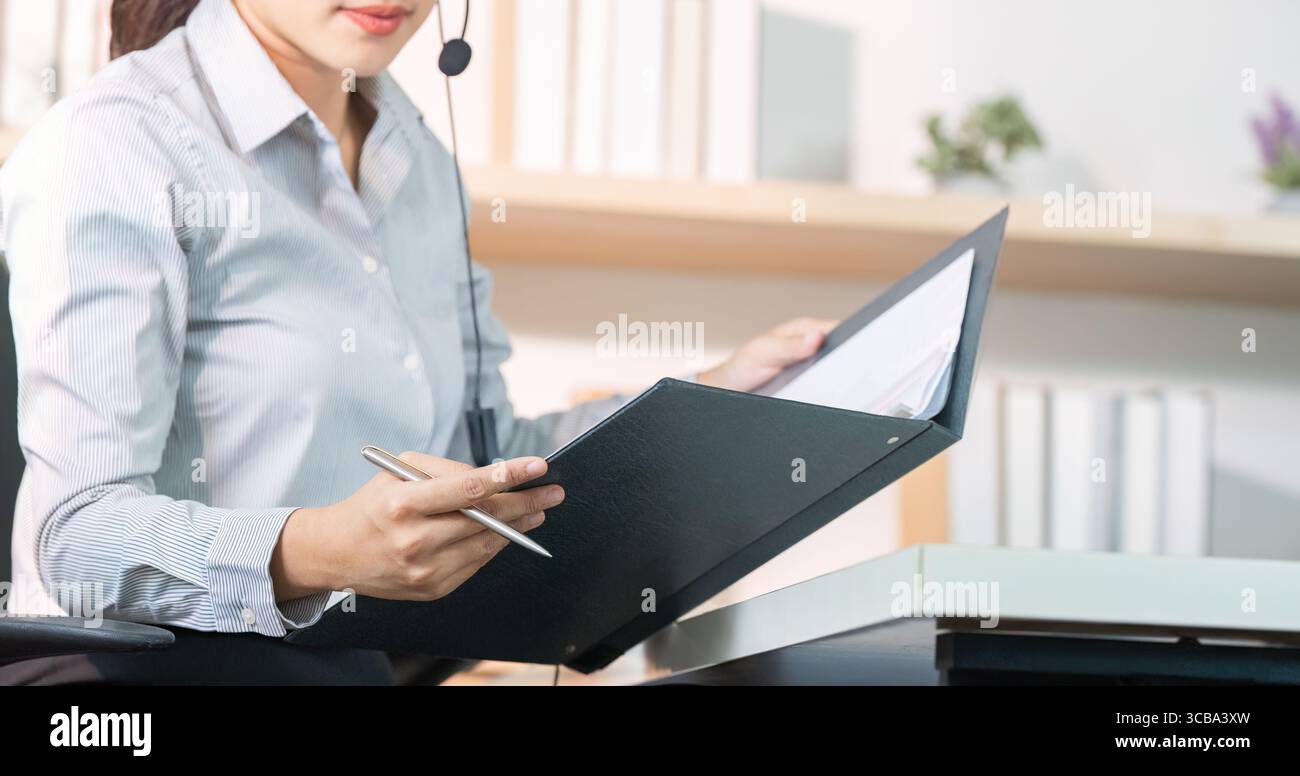 Customer Handling Documents Customer Service Agent Organizing Client Documents During Call Stock ...