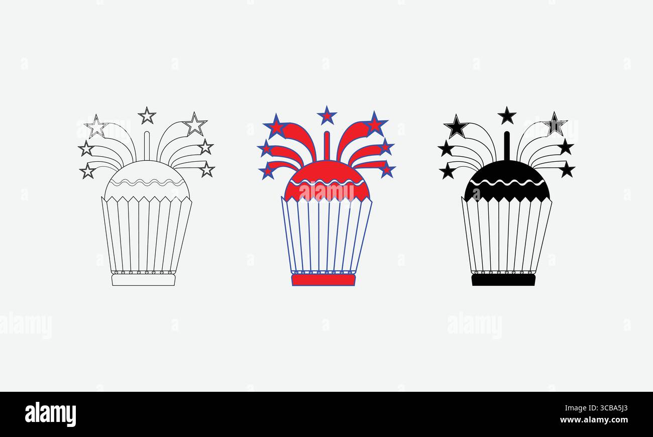 Firework Cupcake Illustration Celebration & Festivity Stock Vector