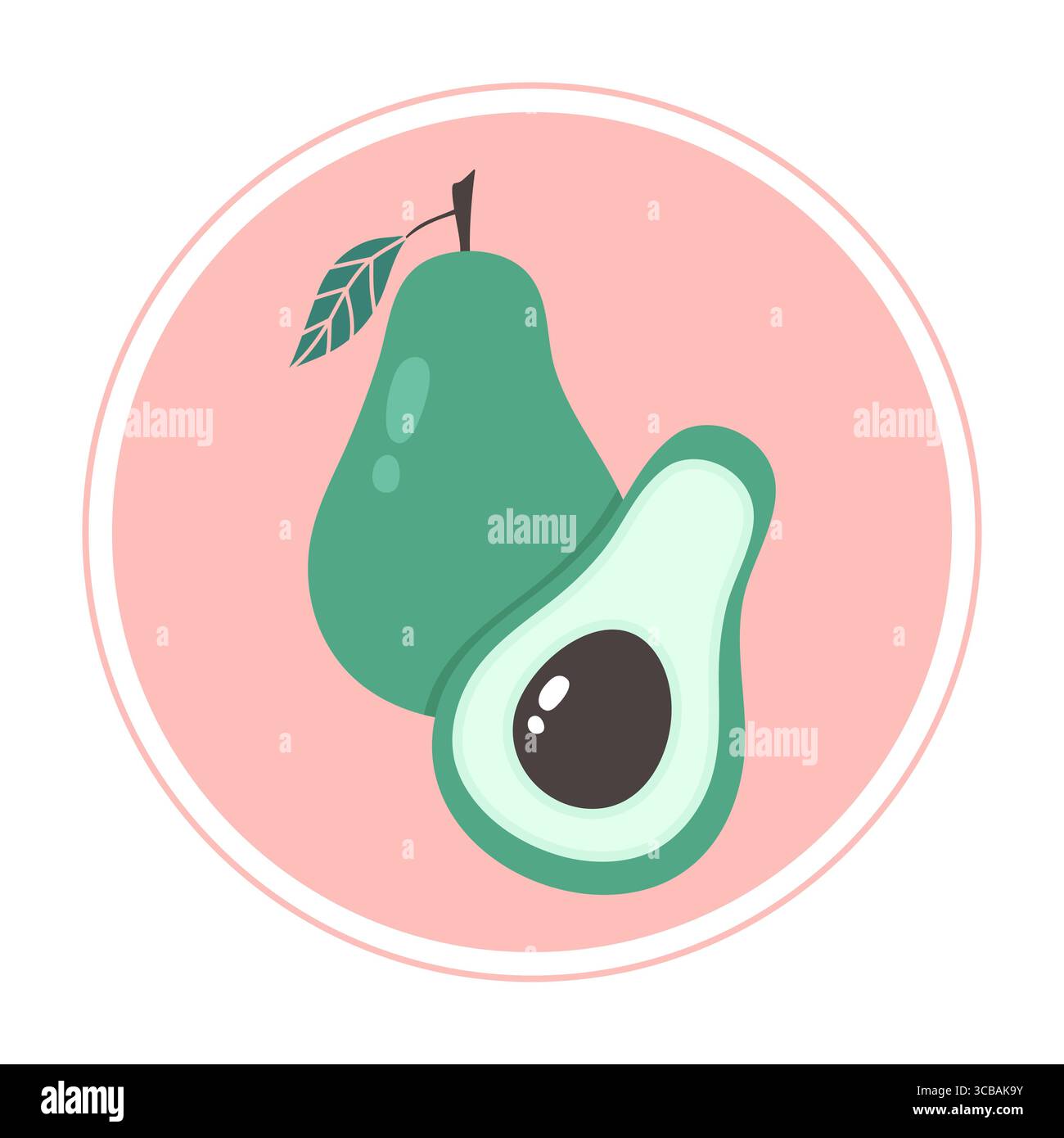 Avocado fruit icon. Cartoon fruit with a slice. Vector illustration Stock Vector