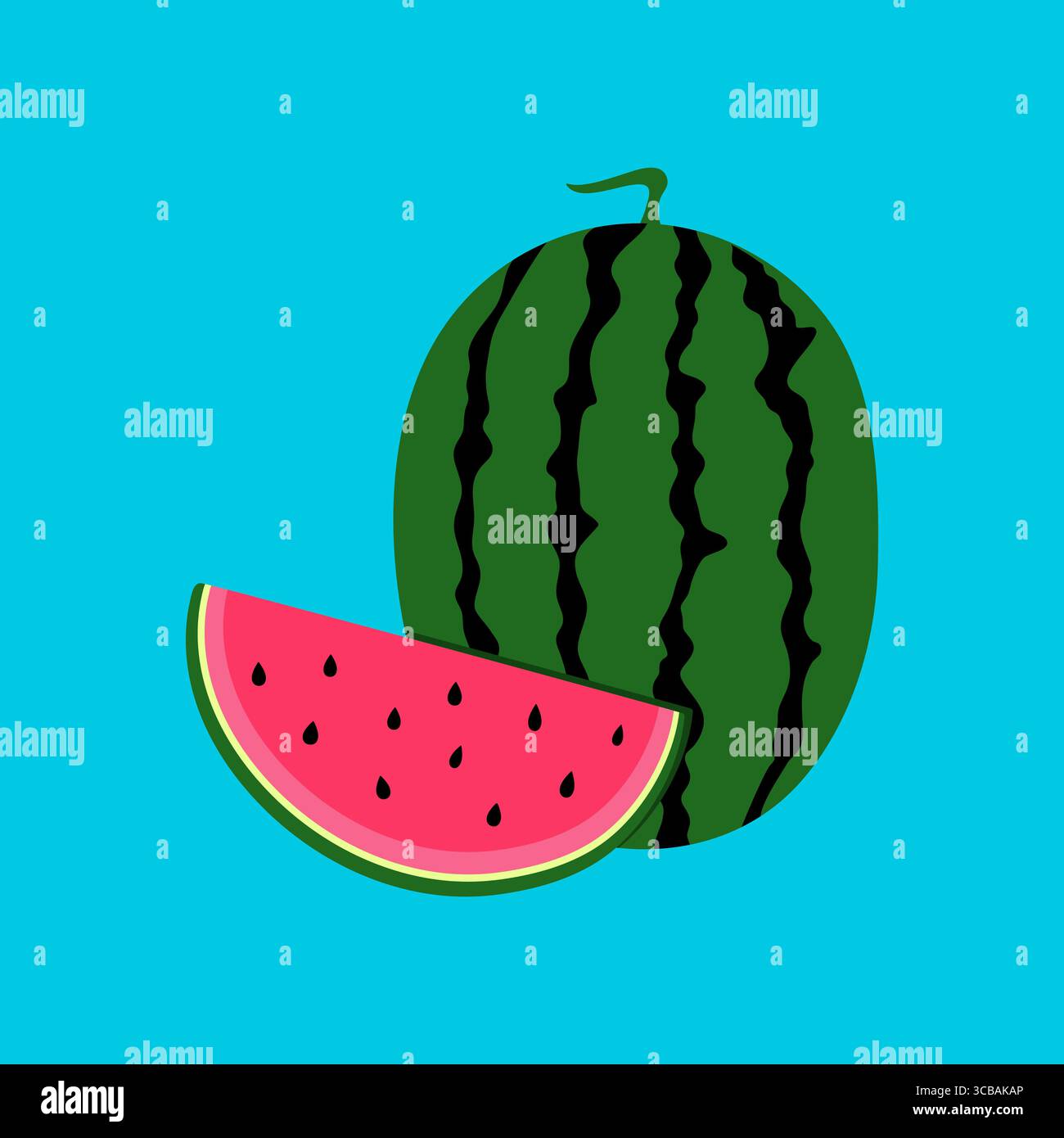 Watermelon fruit with a slice. Cartoon fruit. Vector illustration Stock Vector