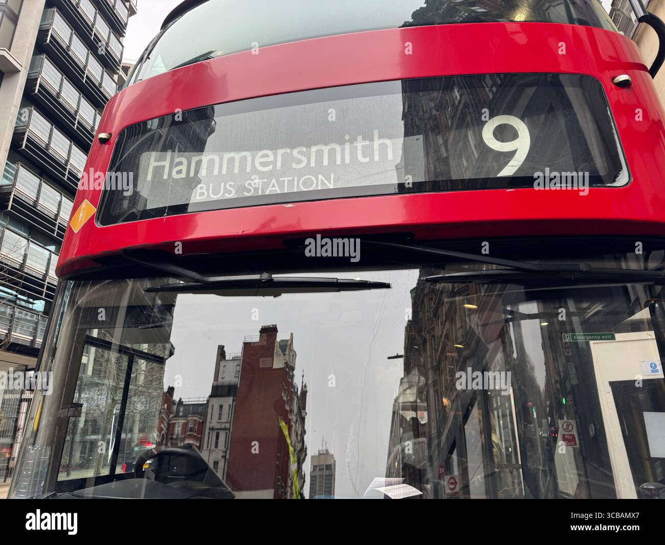 No 9 London bus to Hammersmith, London, UK - Smartphone Captured Stock Image