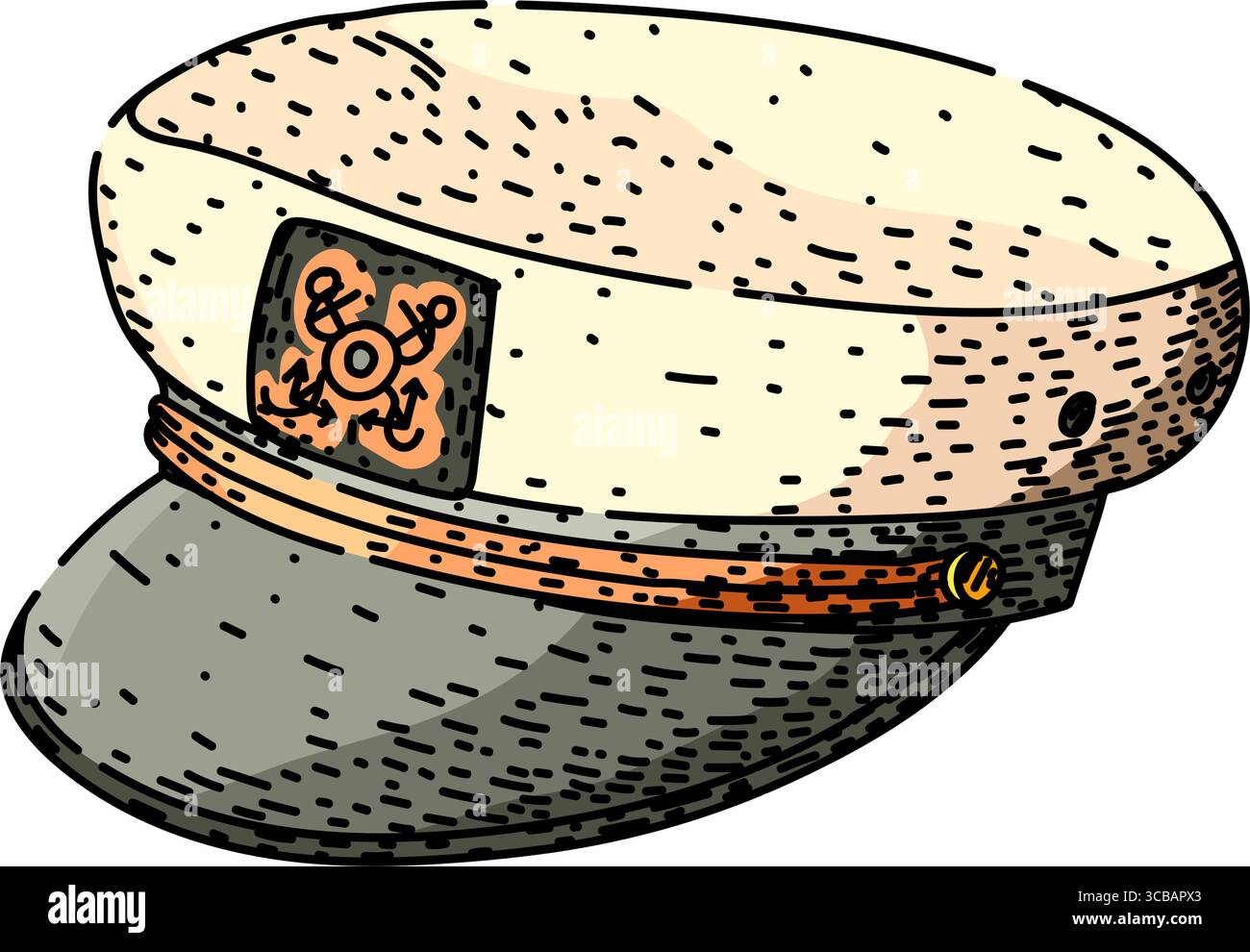 nautical sailor captain hat sketch hand drawn vector Stock Vector Image ...