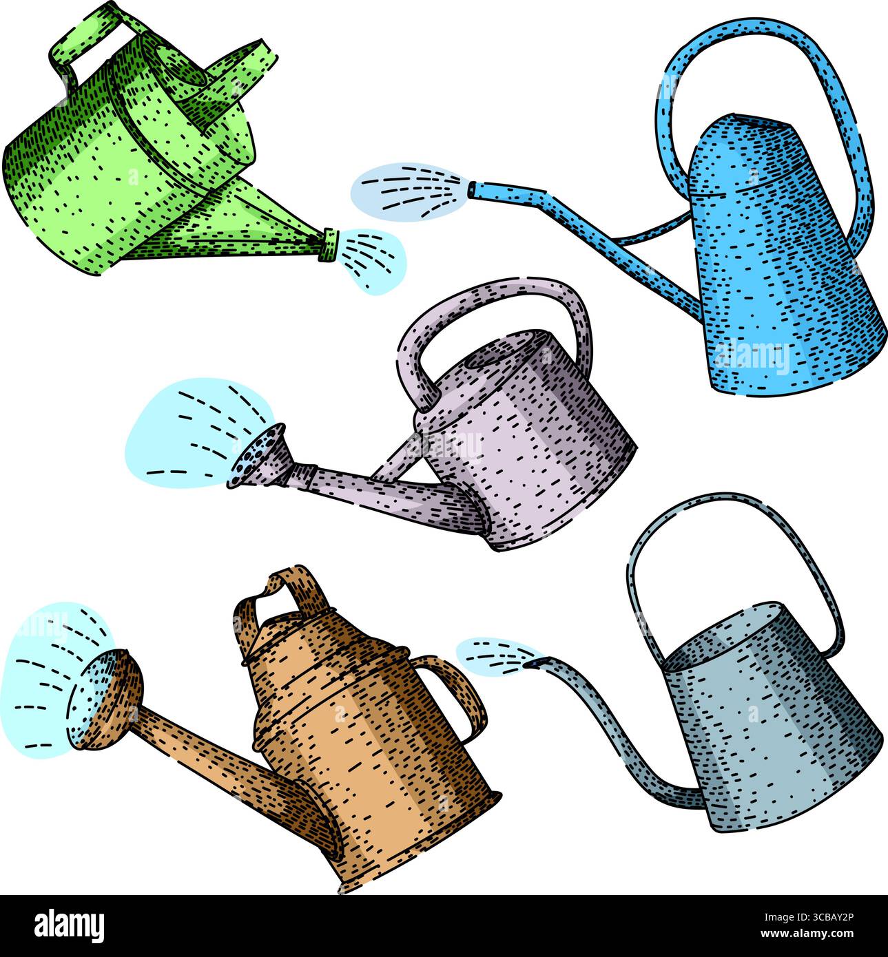watering can set sketch hand drawn vector Stock Vector Image & Art - Alamy