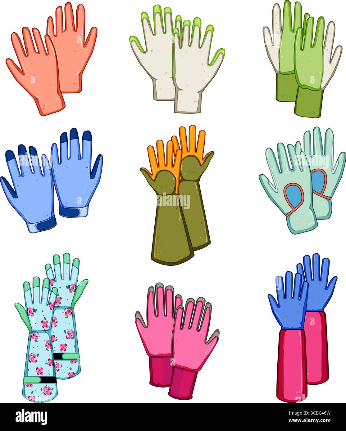 garden glove set cartoon vector illustration Stock Vector Image & Art ...