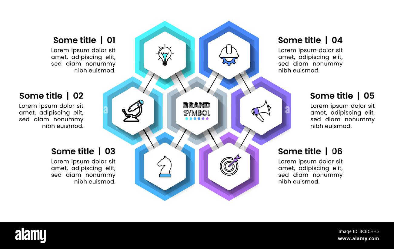 Infographic template with icons and 6 options or steps. Hexagon. Can be ...