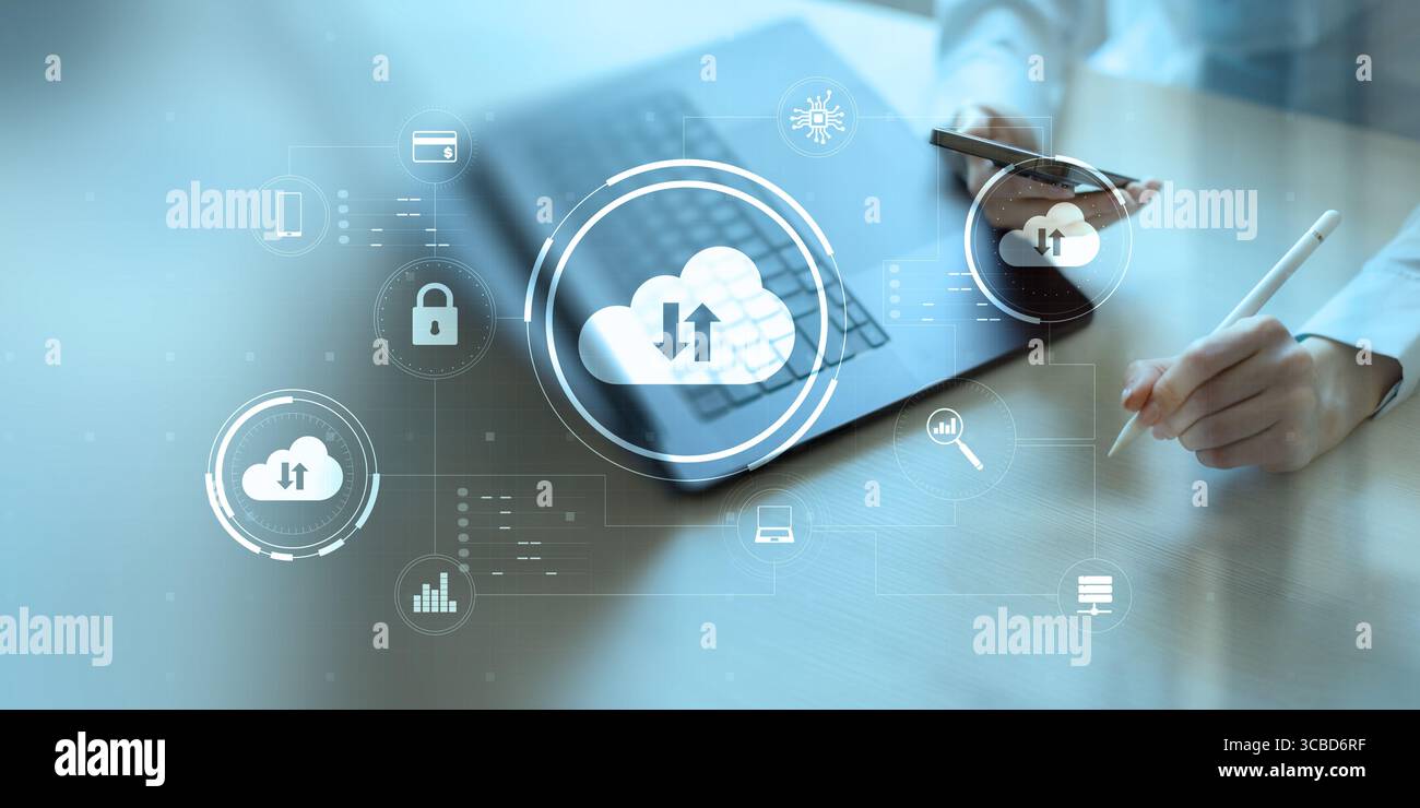 Cloud Computing and Secure Data Storage in Digital Environment. Stock Photo