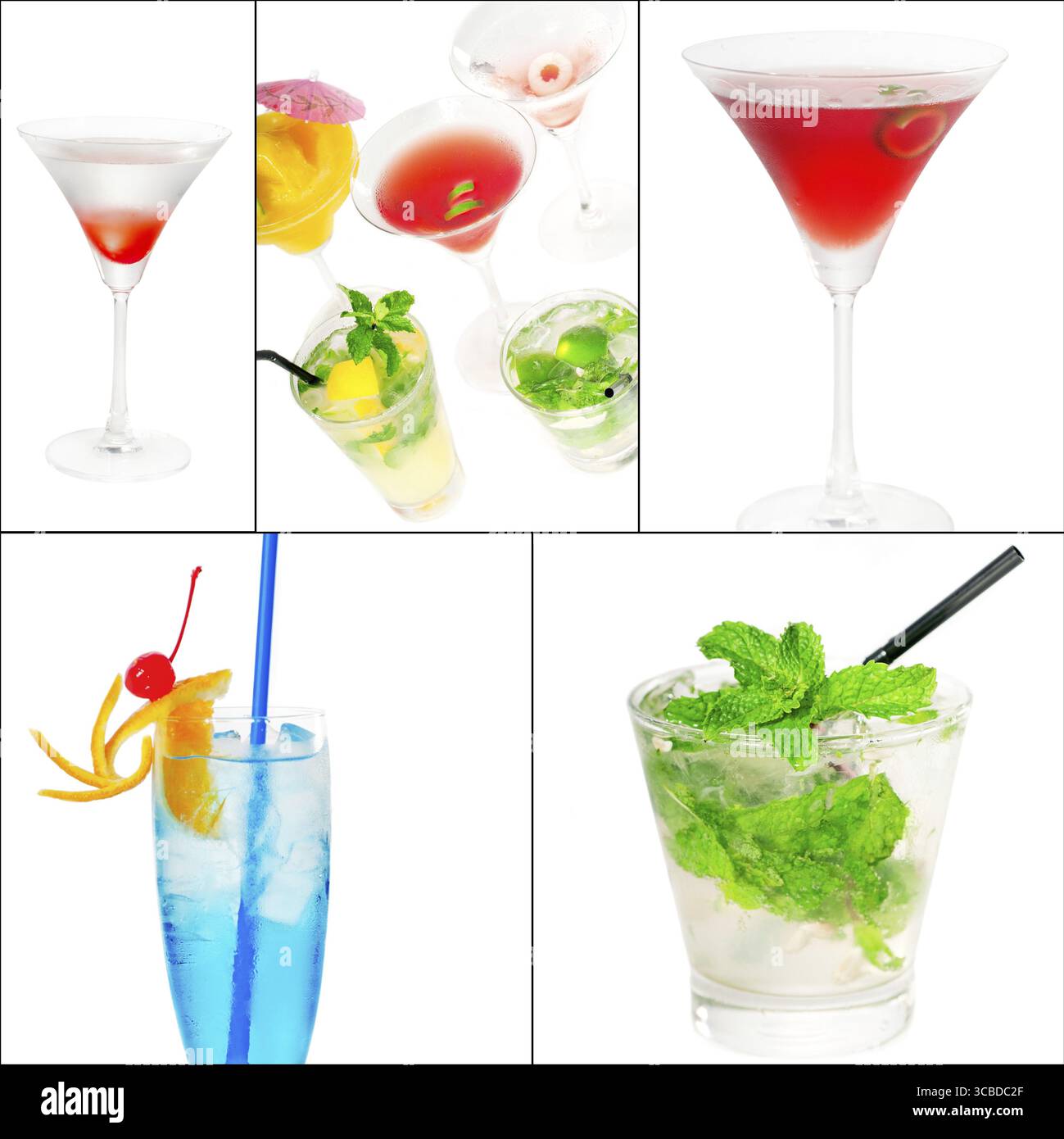Selection of cocktails drinks collage composition nested on a square ...