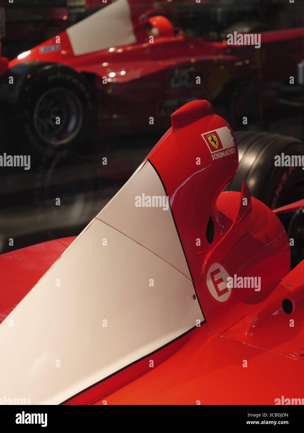 Close-up of the spoiler of a red Formula 1 racing car, Cologne, North Rhine-Westphalia, Germany Stock Photo