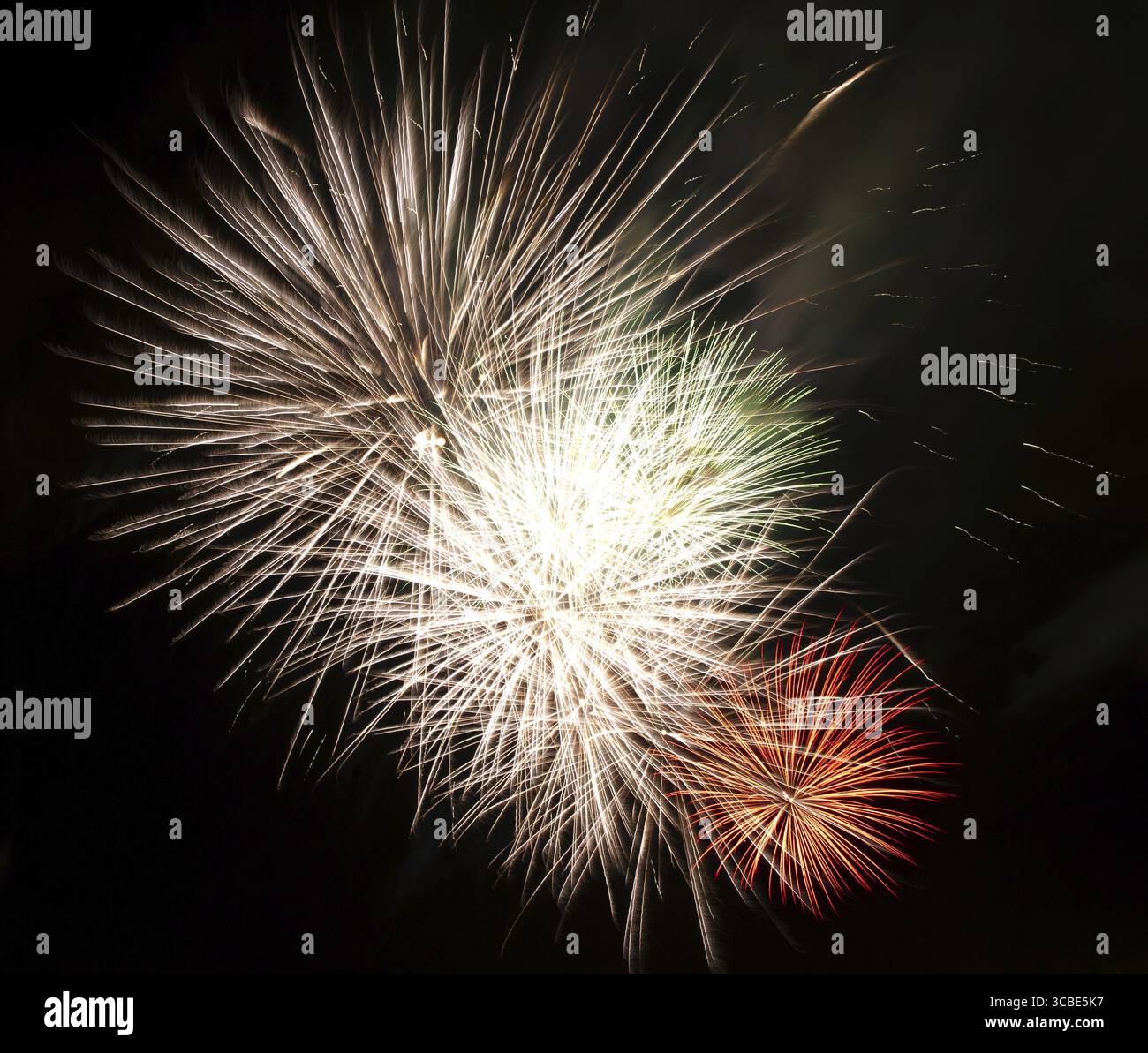 Firework display against black sky Stock Photo
