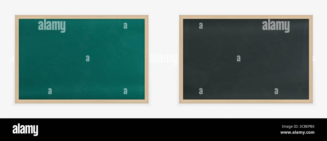Green and Black Chalkboards with Wooden Frames. Vector illustration of ...