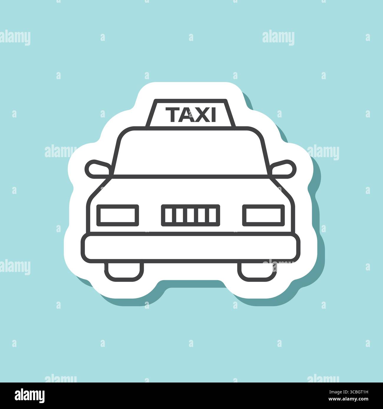 Taxi sticker icon in line stroke flat style. Taxicab vector ...