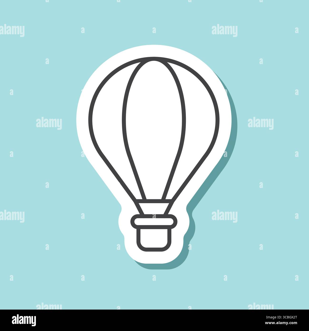 Hot air balloon sticker icon in line stroke flat style. Aerostat vector ...