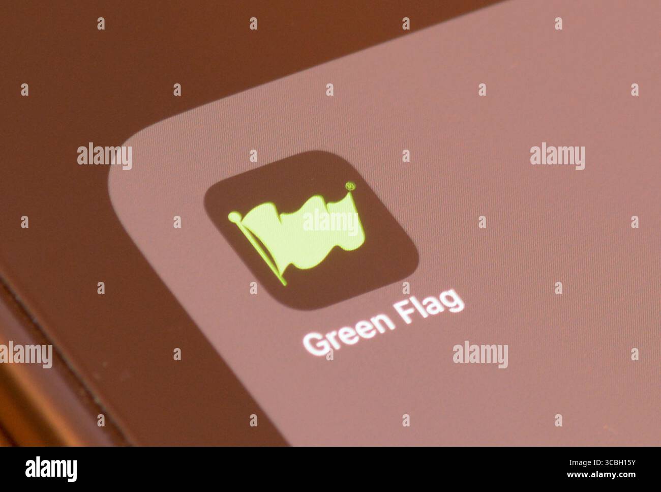 Green Flag car insurance breakdown cover app on smartphone screen Stock ...