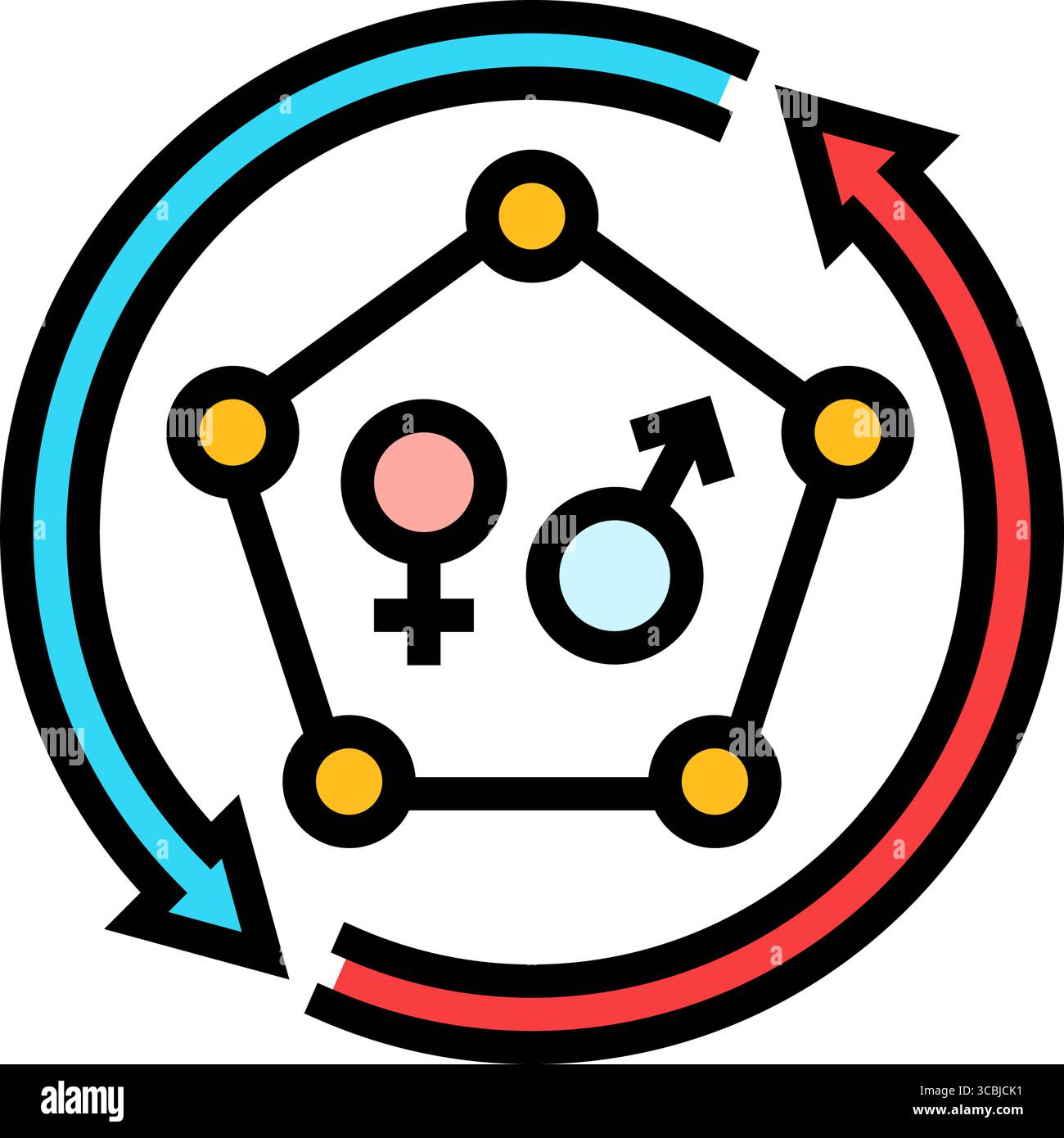 hormonal changes adolescence puberty color icon vector illustration ...