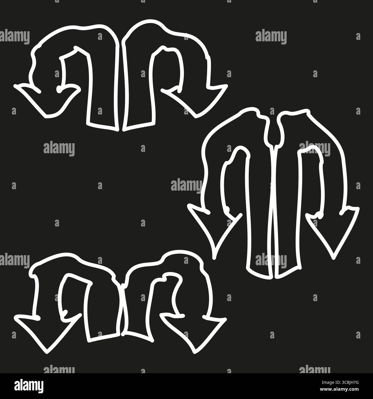 White arrows set. Direction symbol pack. U turn navigation. Vector flat ...