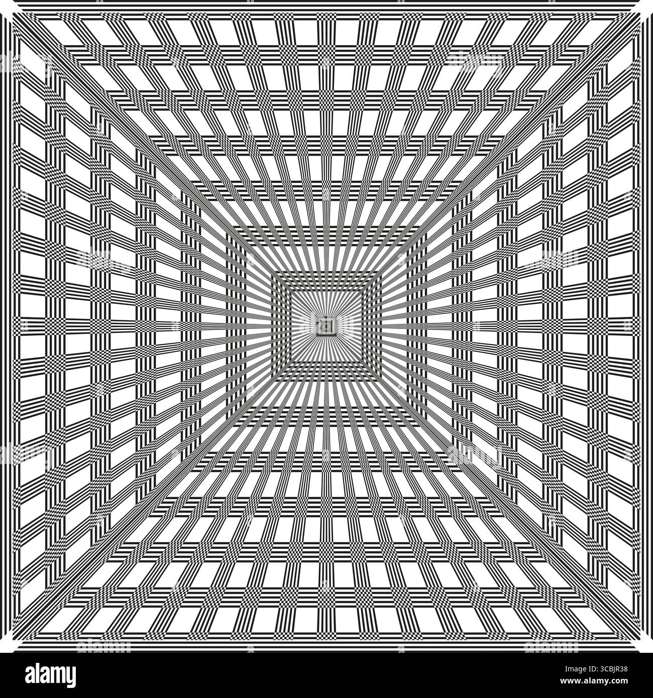 Tunnel grid pattern. Infinite illusion Vector. Concentric square shape. Abstract geometric background. EPS 10. Stock Vector