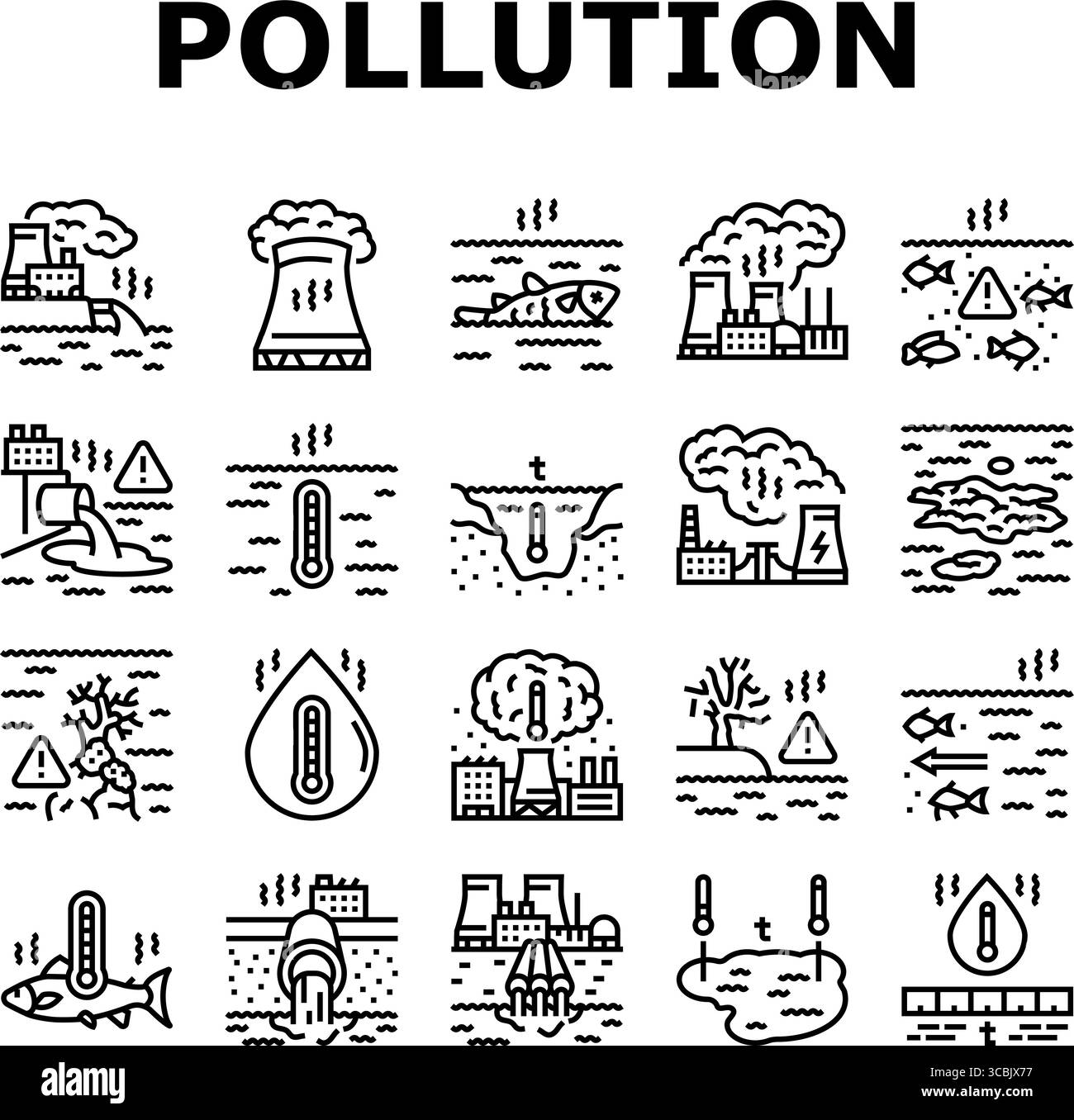 thermal pollution ecosystem icons set vector Stock Vector Image & Art ...