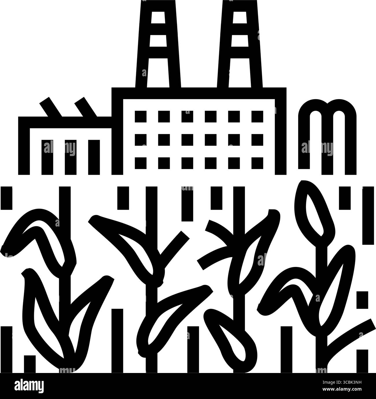 contaminated food crops region high industrial pollution line icon ...