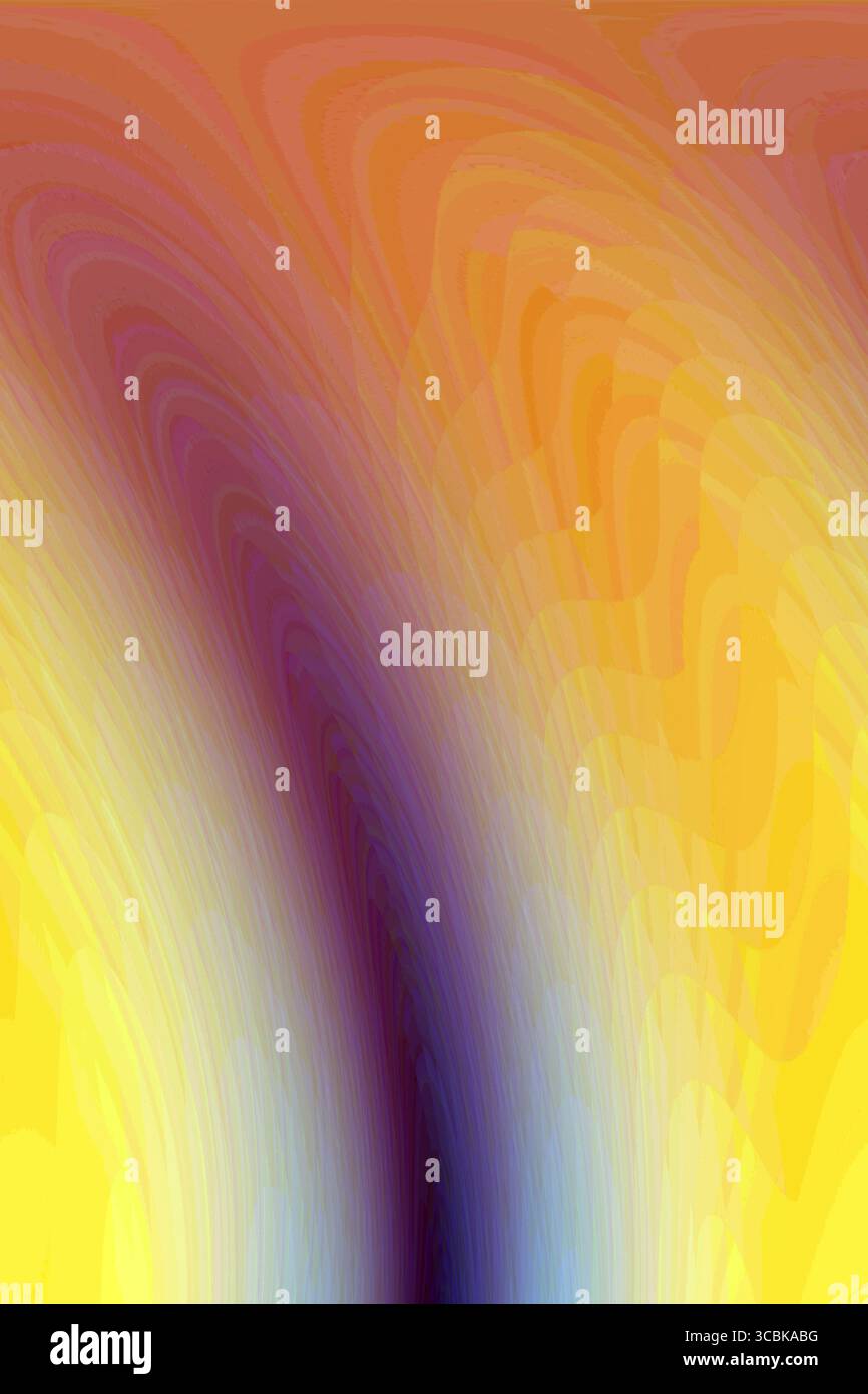 textural yellow background with purple vertical stripe, psychedelic pattern with beautiful smooth lines. Gradient Stock Photo