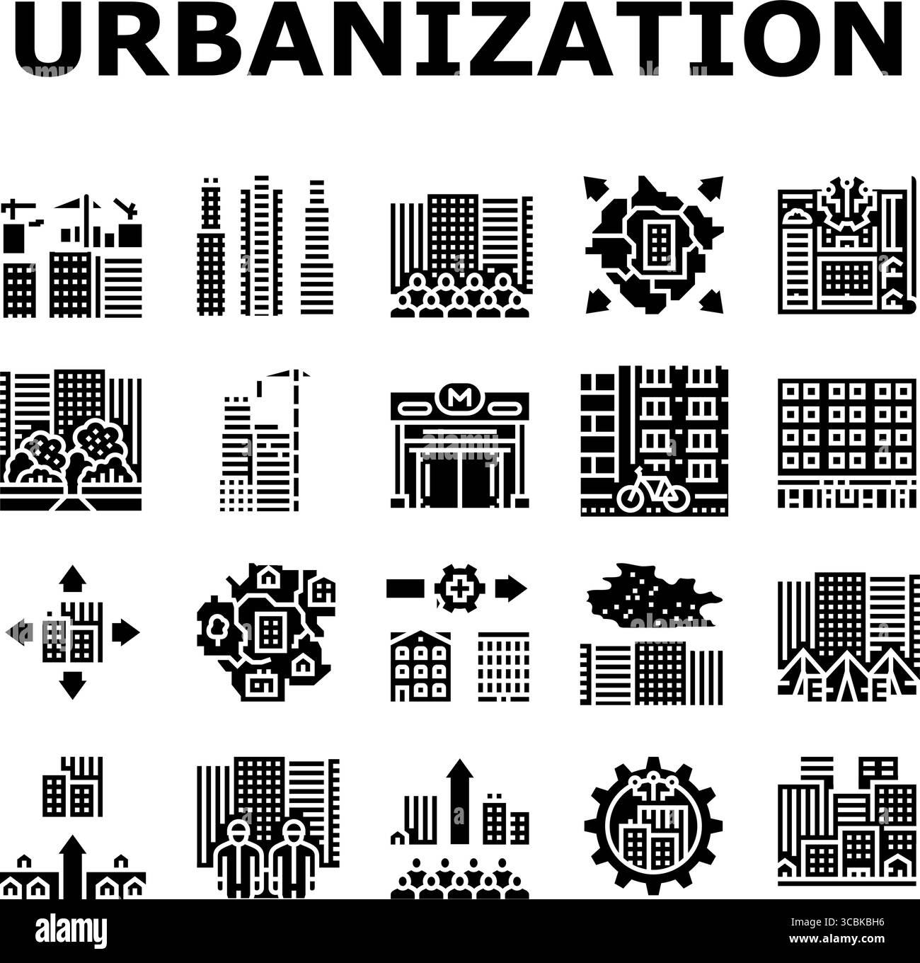 urbanization city development icons set vector Stock Vector Image & Art ...