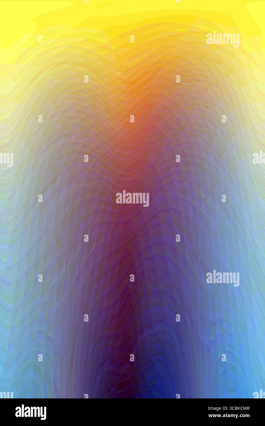 Abstract textured blue and yellow background, psychedelic pattern with beautiful smooth lines. Dynamic natural forms. Stock Photo