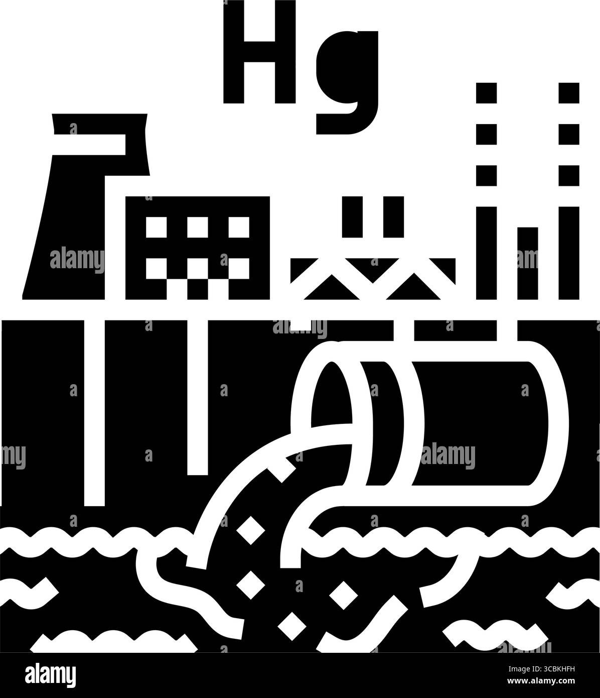 mercury pollution river industrial discharge glyph icon vector ...