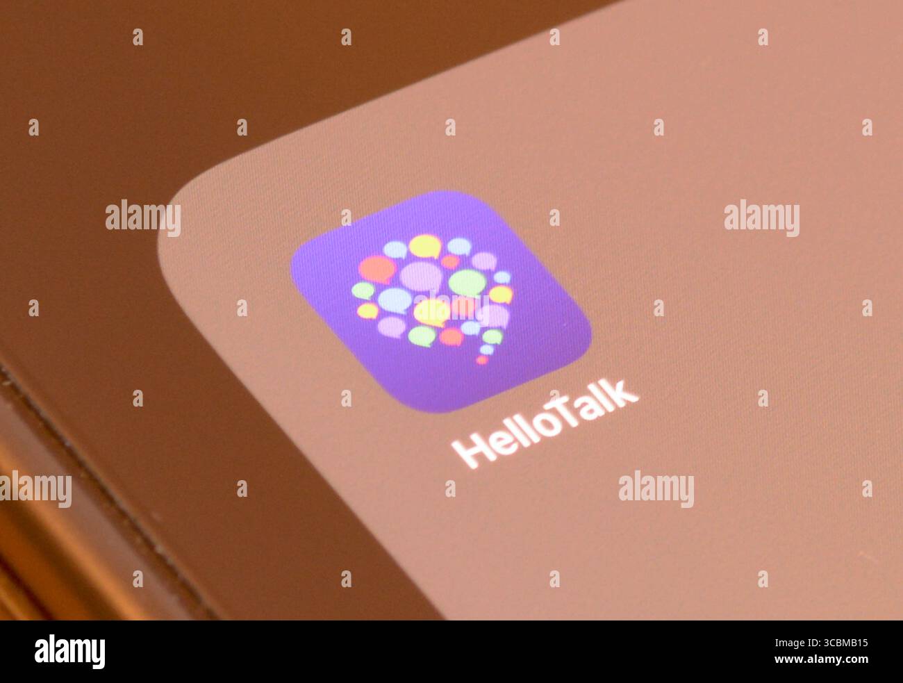 Hellotalk language learning app on smartphone screen hi-res stock ...