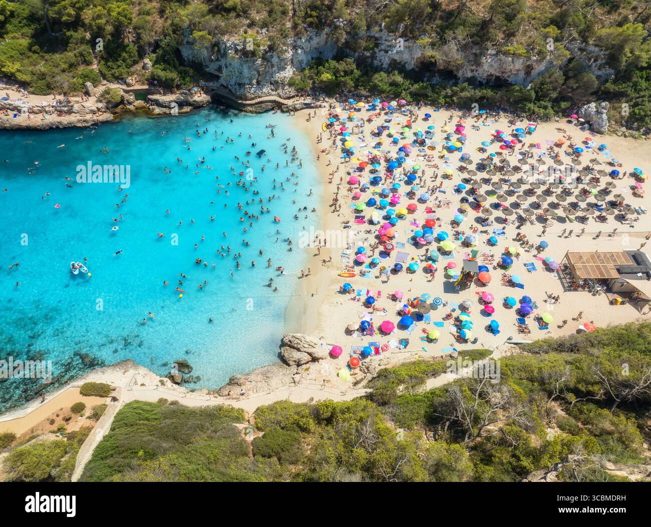 aerial-drone-view-of-cala-romantica-beach-in-mallorca-spain-with