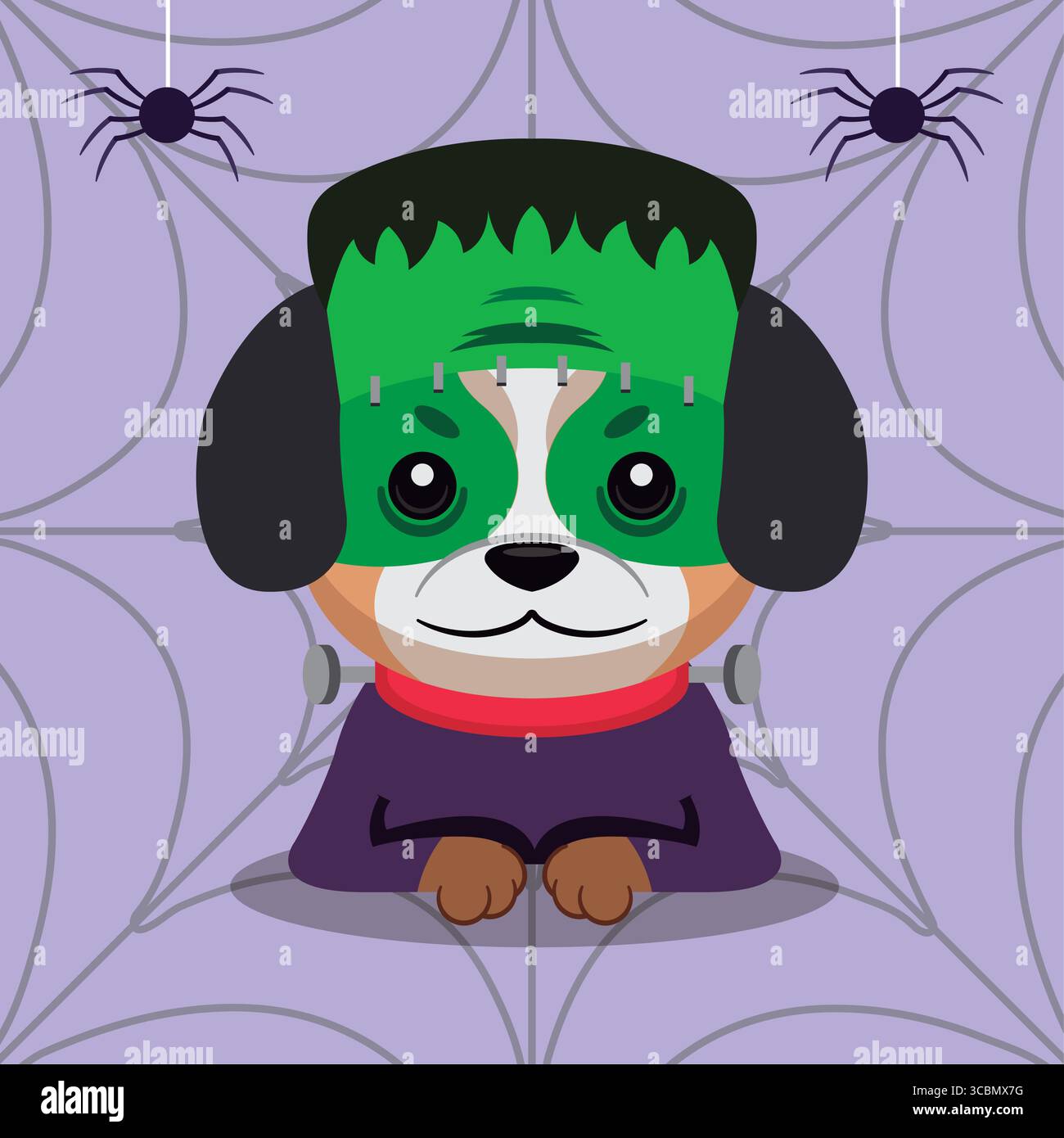 Dog in Frankenstein monster costume. Vector Stock Vector