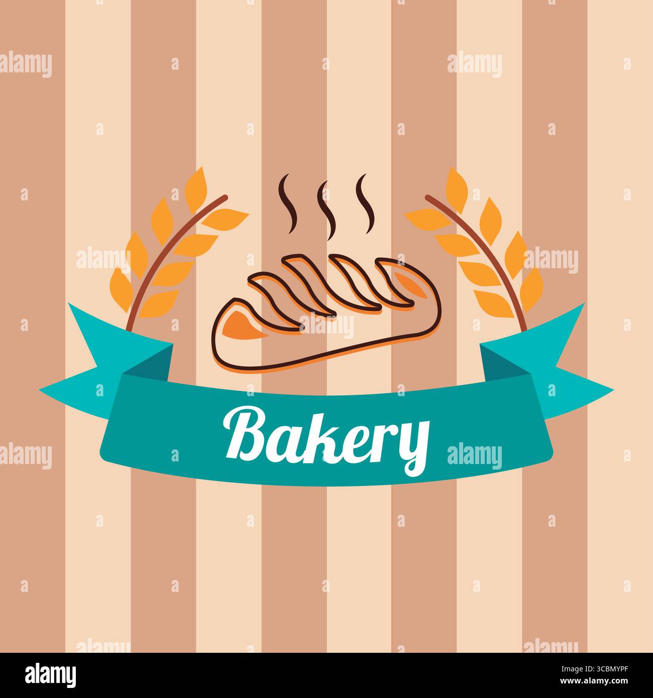 Bakery bread steam ribbon logo. Vector Stock Vector