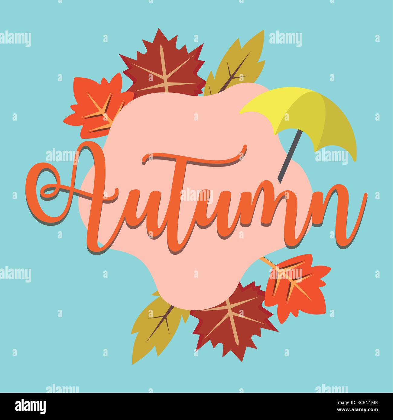 Autumn word with leaves and umbrella. Vector Stock Vector Image & Art ...
