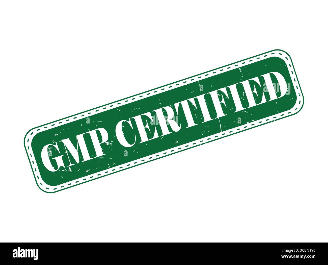 A GMP Certified Green Rubber Stamp Seal with Dotted Border for Quality Stock Vector