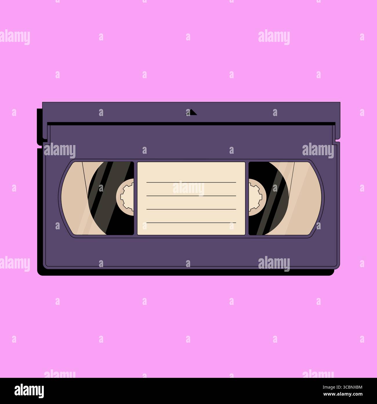 Retro video cassette icon in flat style isolated on pink background ...