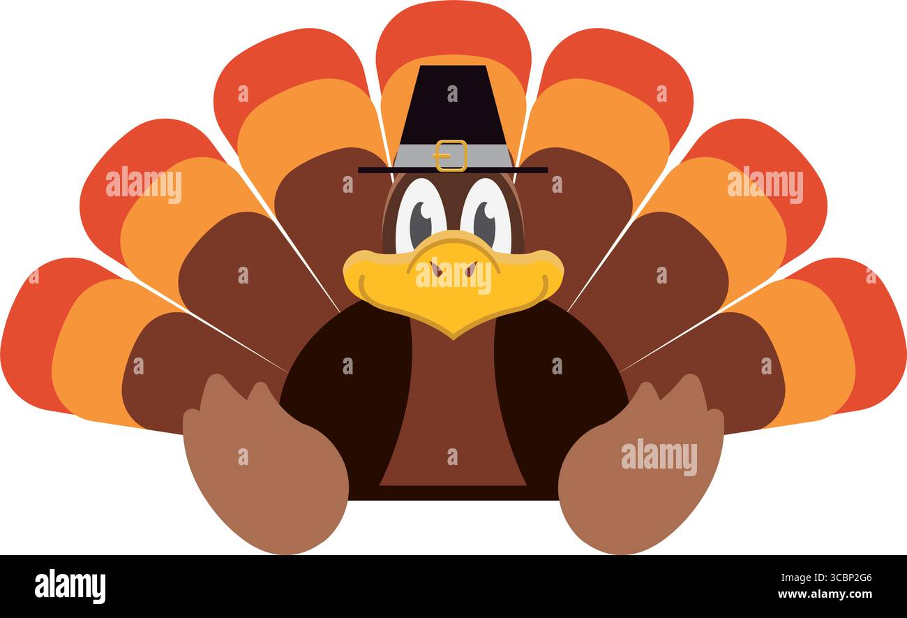 Turkey with feathers hat. Vector Stock Vector Image & Art - Alamy
