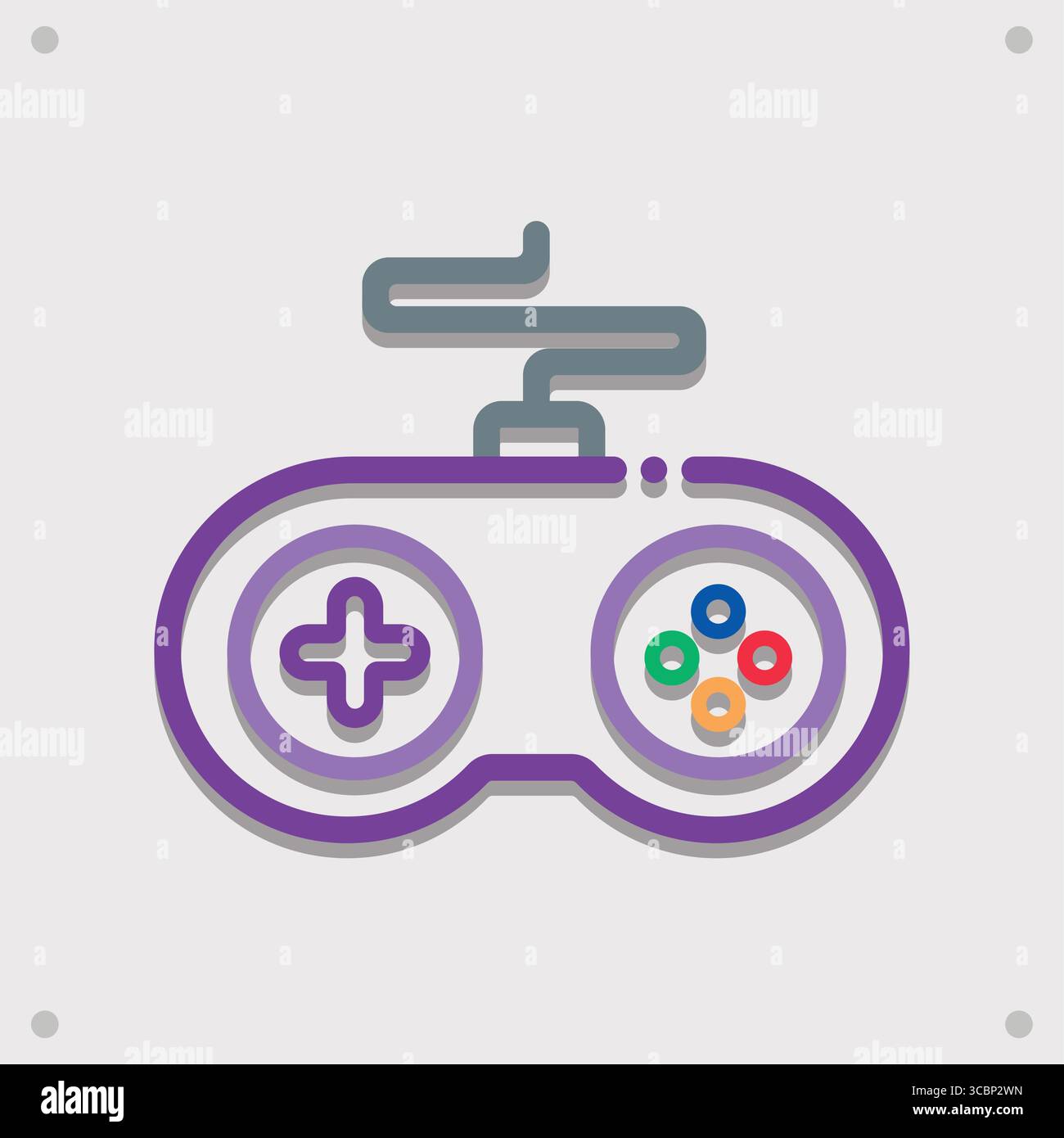 Gaming controller with cable. Vector Stock Vector
