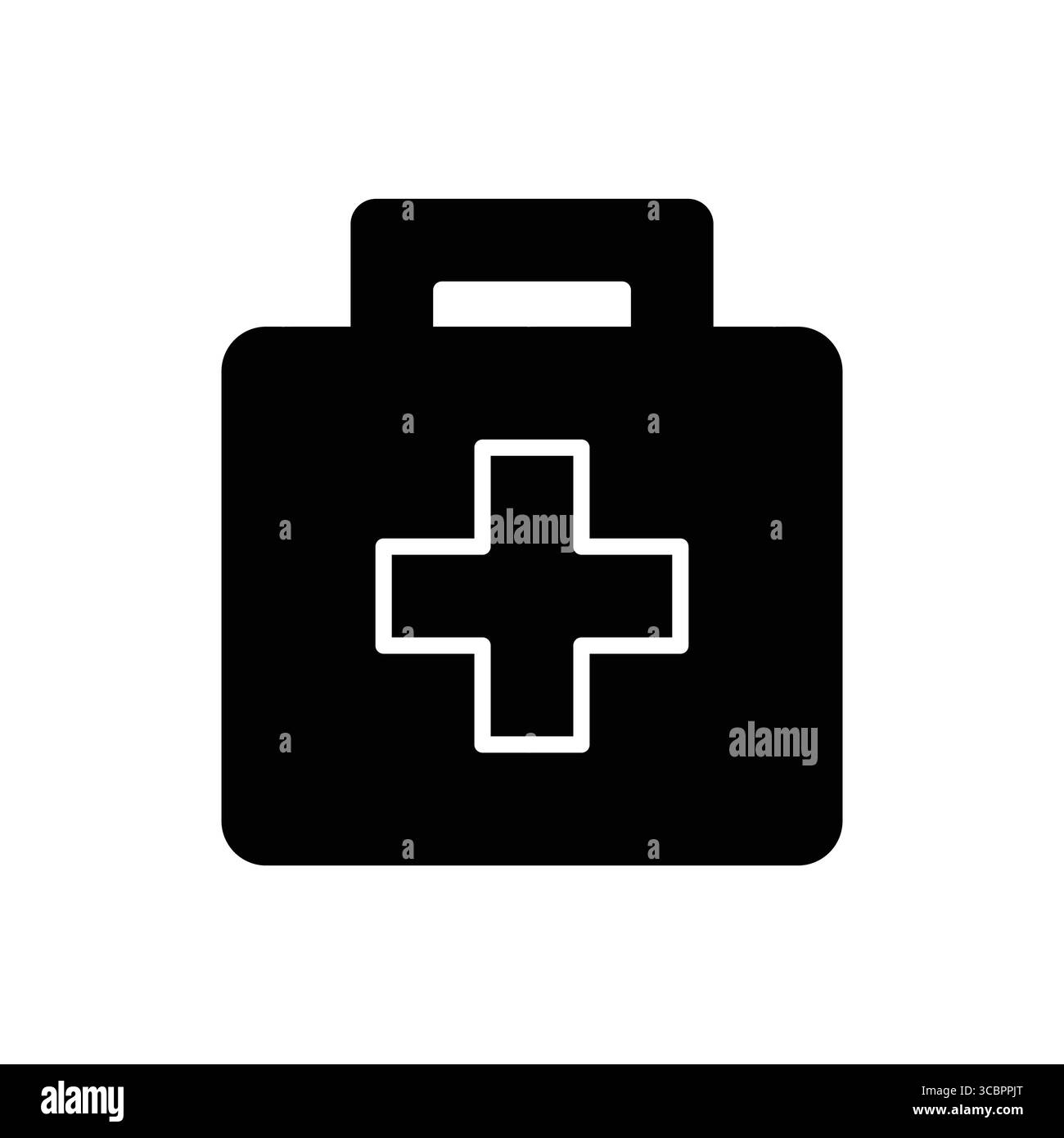 This simple black first aid kit icon represents health and safety ...