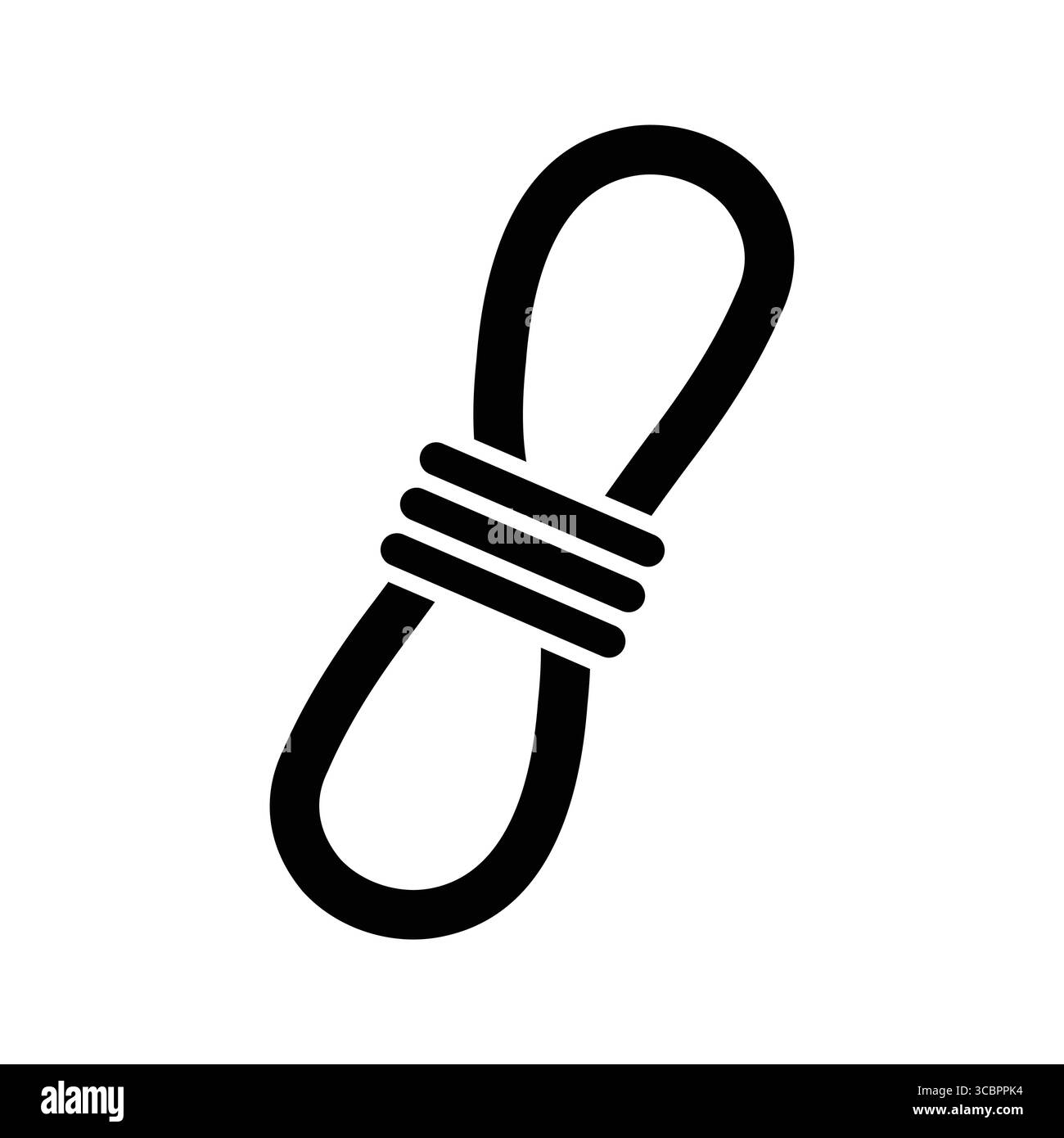 This image features a minimalist design of a single loop rope in black ...