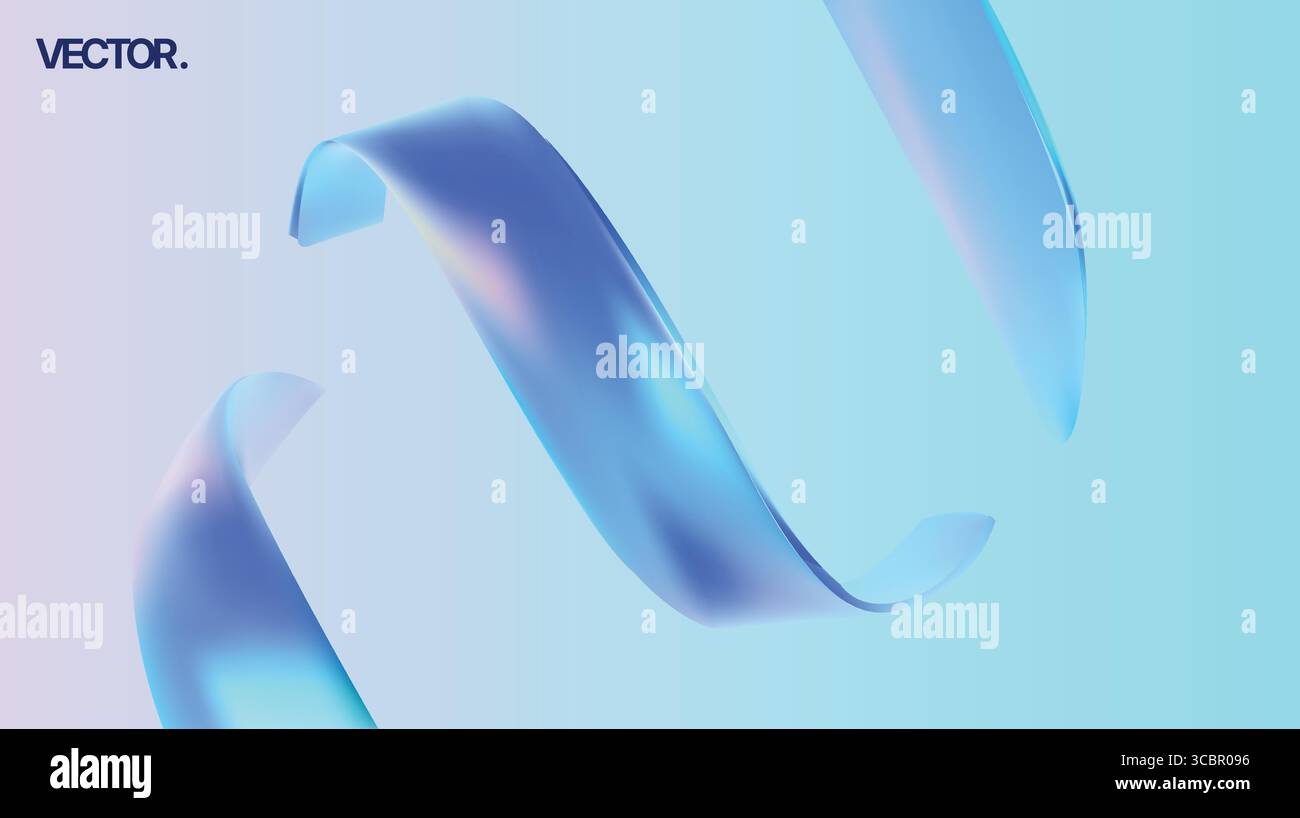 Dynamic Blue Ribbons Gracefully Flowing on a Beautiful Gradient ...