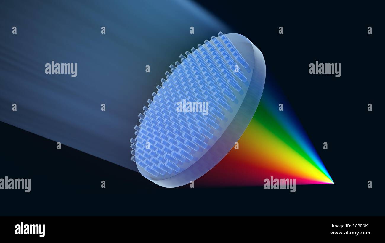 Metalens Microscope Illustration showing a metalens; an ultra-thin, flat lens made of ...