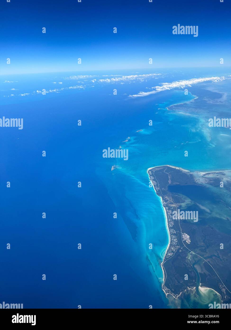 Aerial view over Cuban islands in the Caribbean Sea. - Smartphone Captured Stock Image